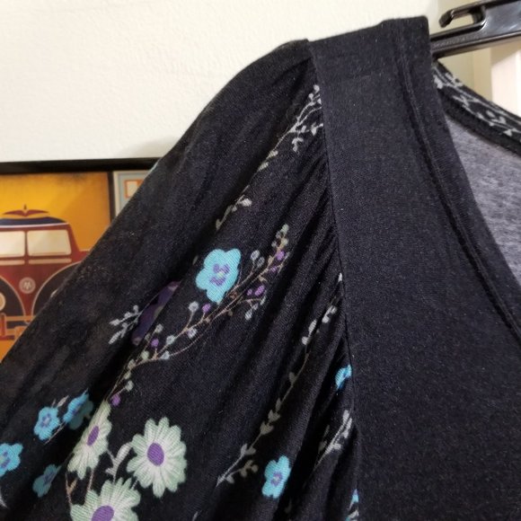 Free People dress Small floral print v-neck peasant boho slub knit - Picture 5 of 11